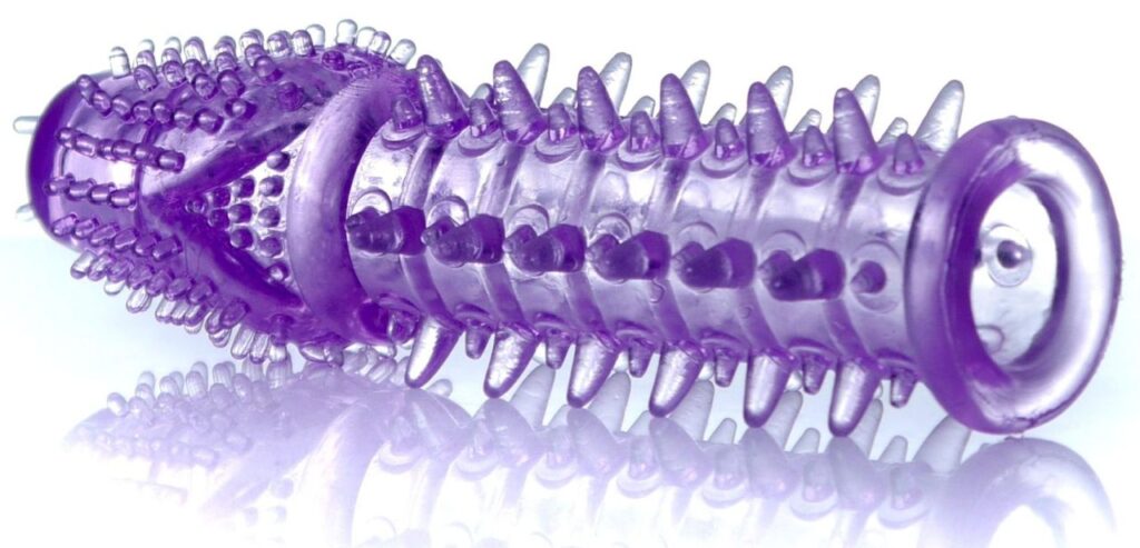 nakładka na penisa z wypustkami do wewnętrznej stymulacji pochwy  